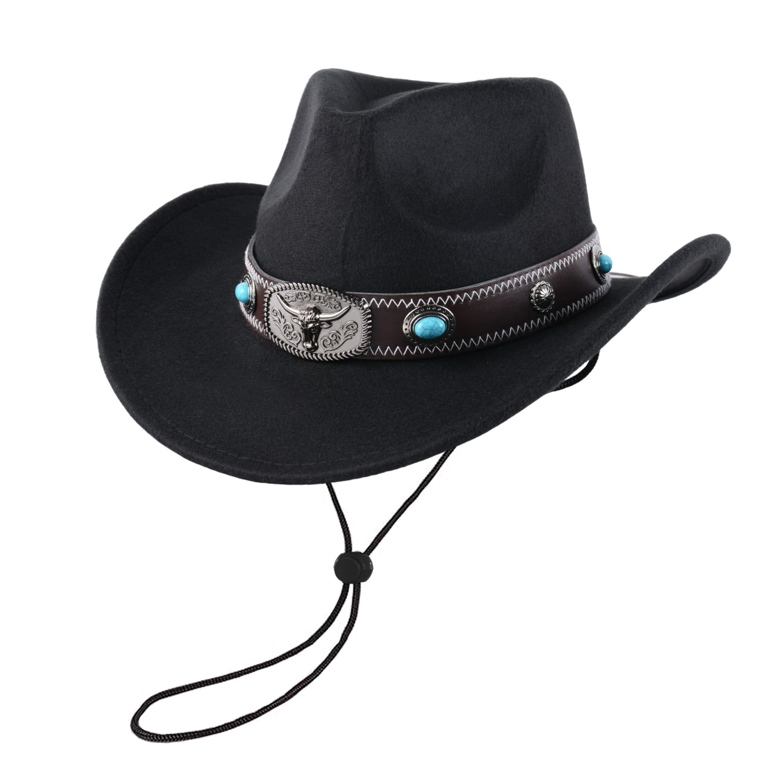 Klassischer Unisex Cowboy Hut für Männer und Frauen, Solid Denim Hut mit Bull Head Dekoration, Vintage Jazz Stil, Erwachsener Cowboy Hut, perfekt für jedes Cowboy Abenteuer