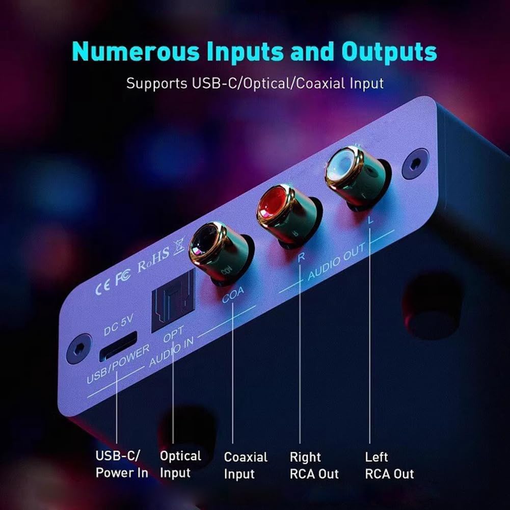 K5 Pro wzmacniacz słuchawkowy do gier, mini konwerter analogowy stereo Hifi, 3,5 mm AUX i interfejsy mikrofonowe, odpowiedni do aktywnych głośników PS4/PS5/Switch