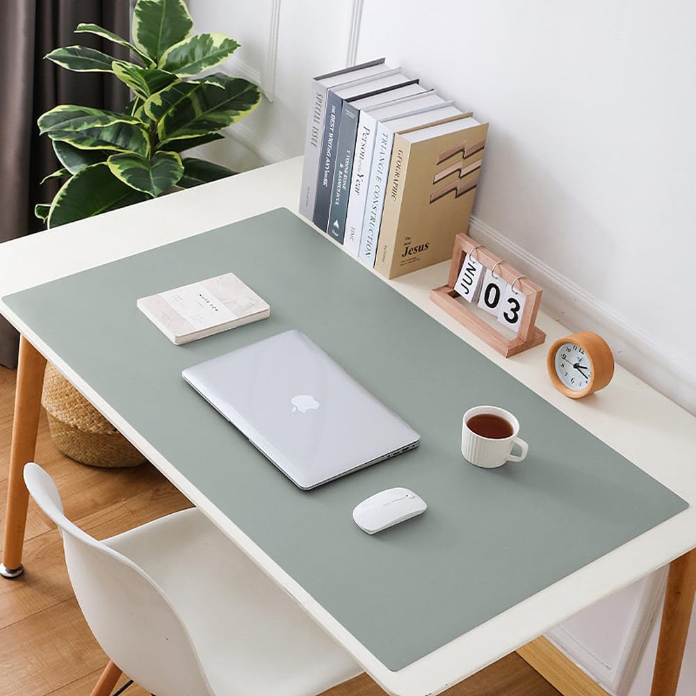 Luxuriöse Leder-Schreibtischunterlage, erweitertes Mauspad, langlebig, Büro, Zuhause, Schule, Tisch, Schreibtischunterlage, wasserdichter PU-Leder-Schreibtischschutz (Grau, 90 x 160 cm)