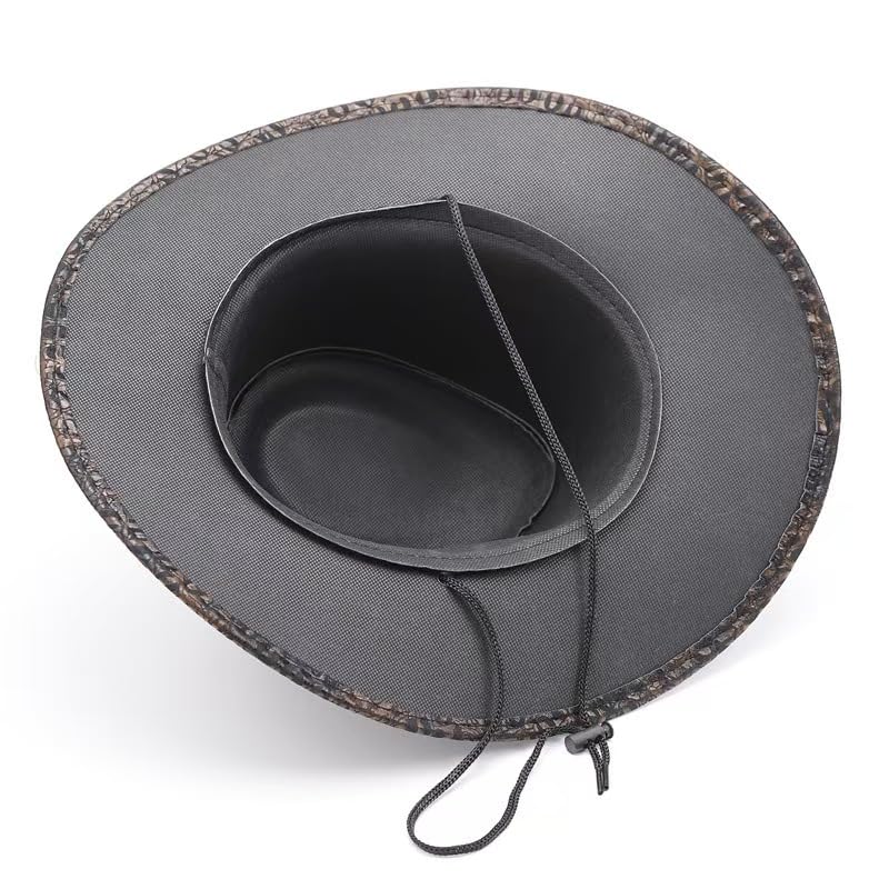 Image of Womens Western Cowboy Hat，Roll Up Cowgirl Hats，Wide Brim Fedoras Hat with Belt Buckle
