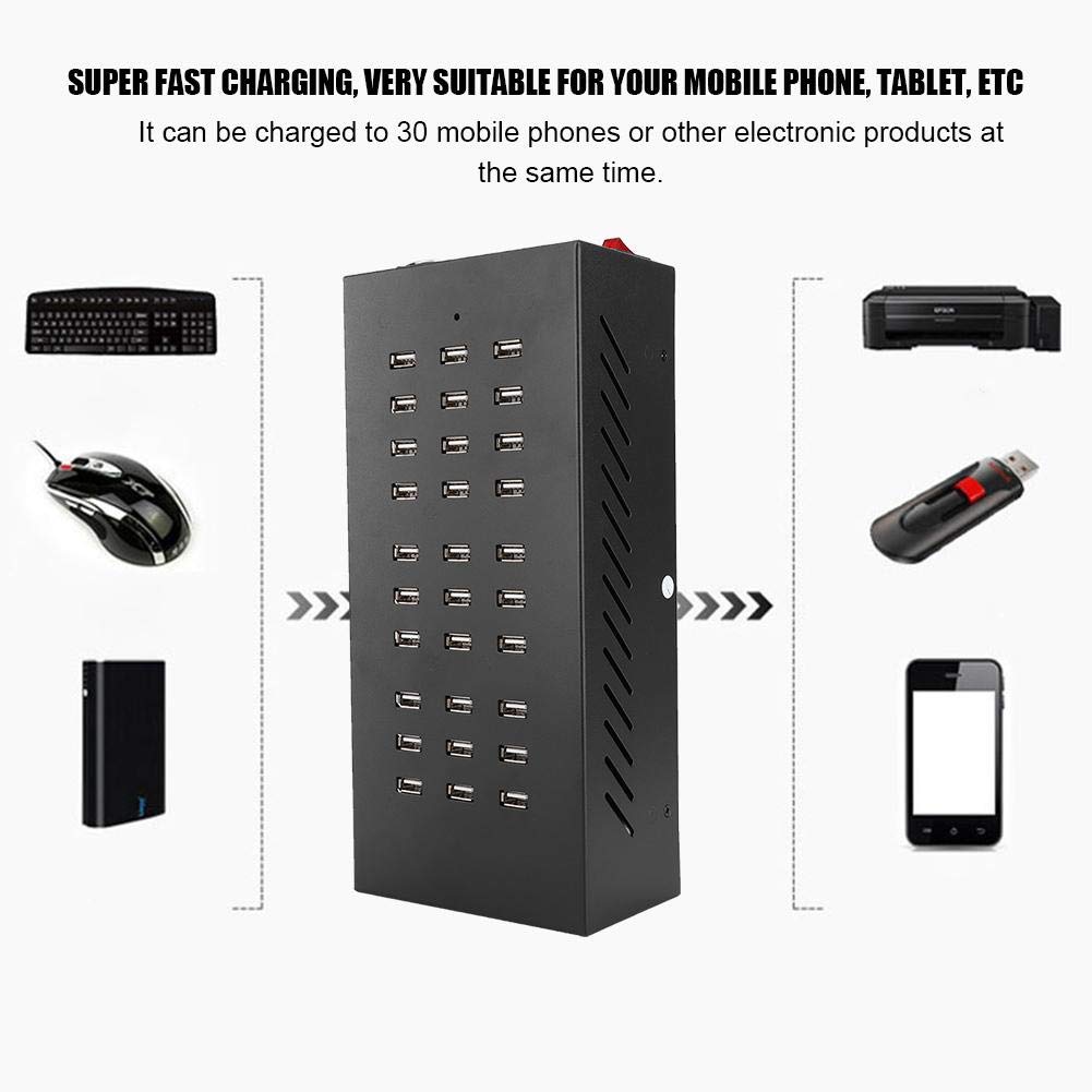 Stazione di Ricarica Hub USB, 30 Porte USB 3.0 Hub con Interruttore per la Ricarica Rapida Prestazioni, USB Hub 3.0 Alimentato per Telefoni Cellulari/Tablet