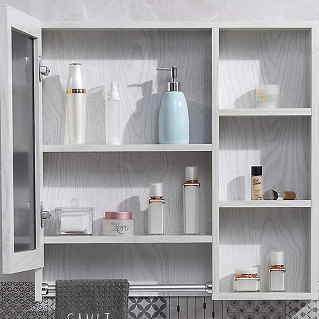 Bathroom Mirror Cabinet, Moisture-Proof Wall-Mounted Storage, Hidden Mirror Box, White, 60x13x68.5cm(White,70 * 13 * 68.5cm)