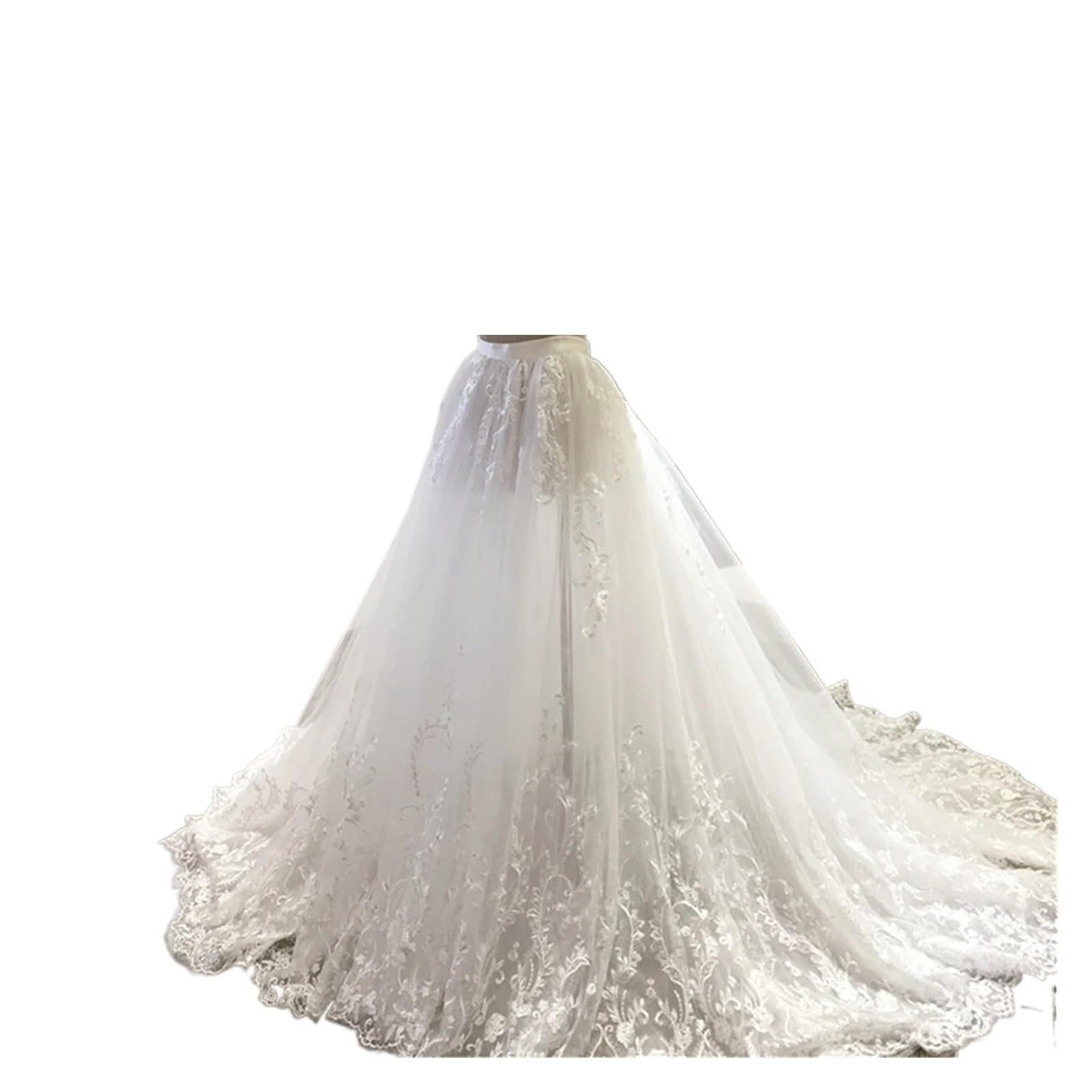 Sottogonna Donna Gonna da Sposa Rimovibile con Strascico Staccabile in Tulle e Pizzo di Lusso, for Abiti da Sposa.