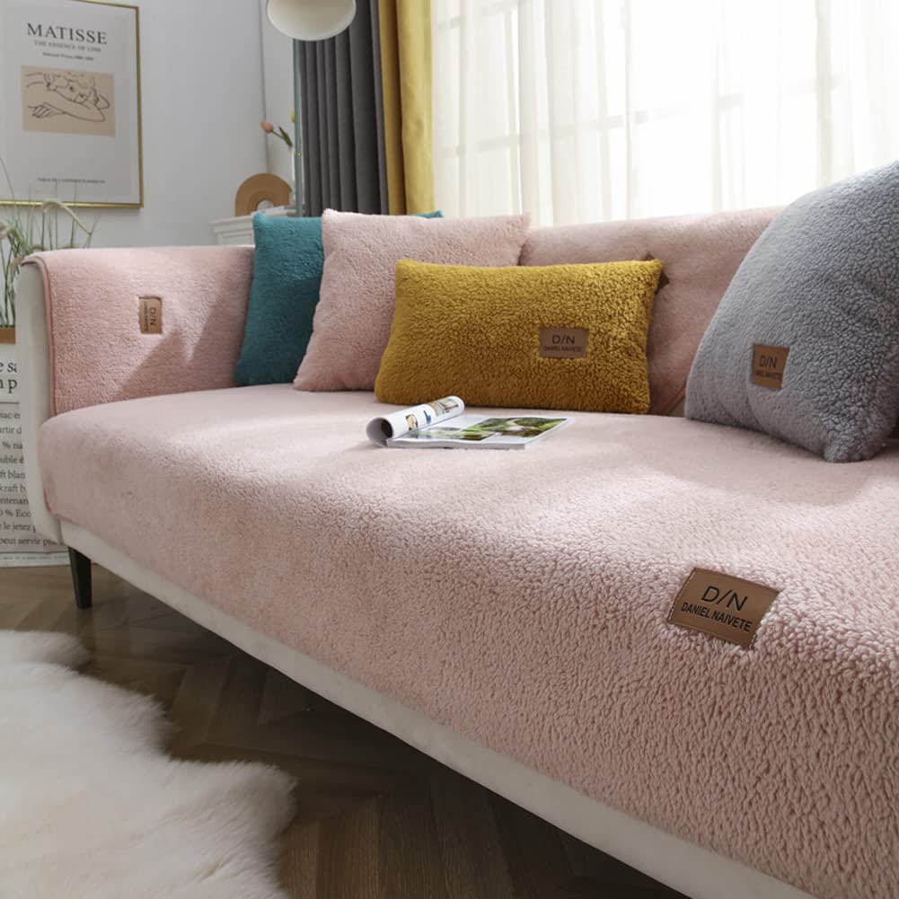 Premium Fleece Sofa Covers Set,Plush Couch Backrest Cover Replacement,1/2/3/4 Seater Sectional Sofa Slipcover Settees Protector Mats,Non-Slip