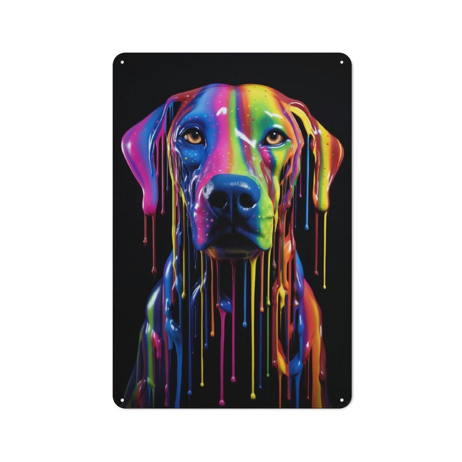 Junmoney Rainbow Dog For Lounge Or Reading Corner, Rustic Tin Sign 30X20cm, For Home Interiors, Feature Walls And Decorative Displays