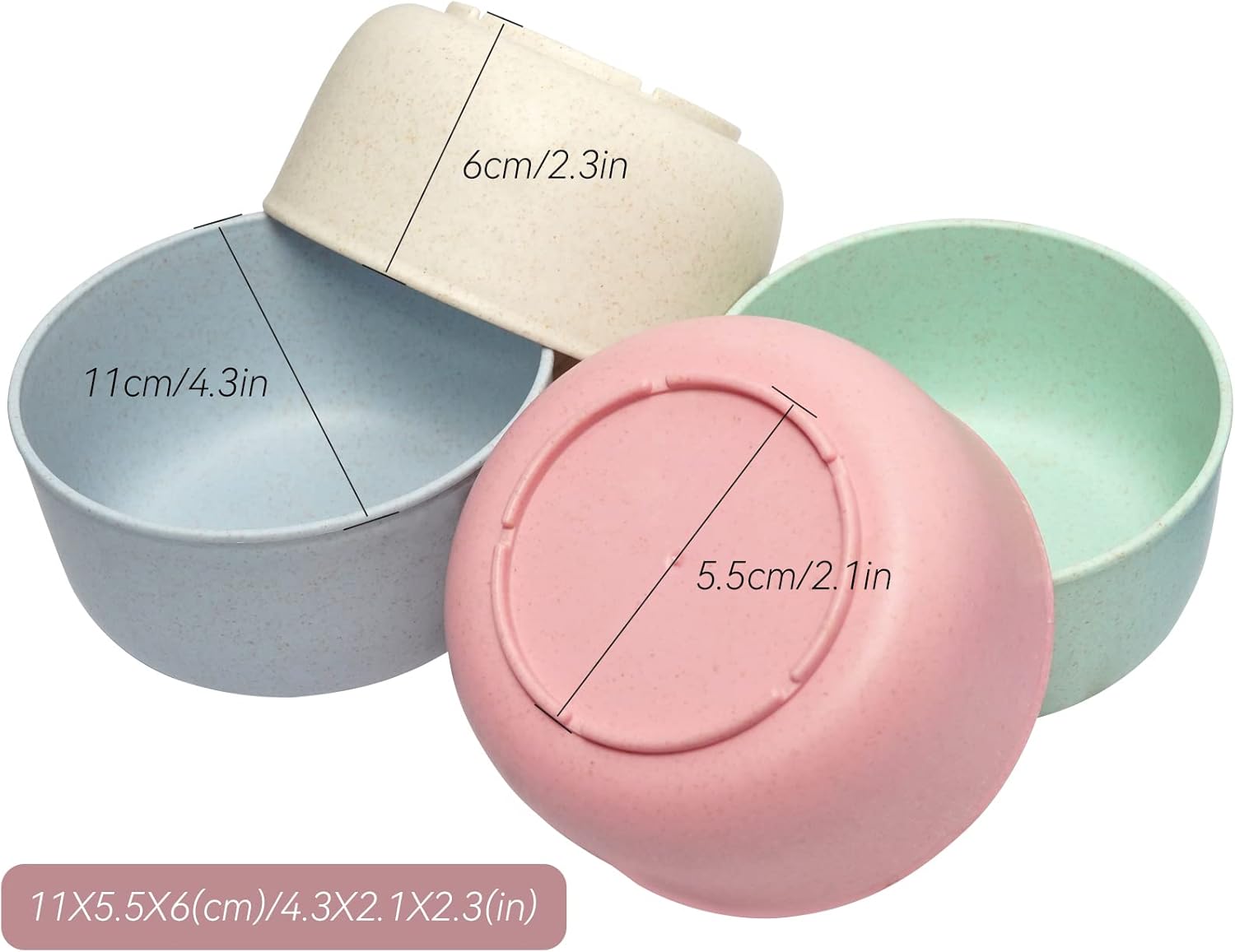 Wheat Straw Bowls 14oz Set of 4 - Unbreakable Cereal and Salad Bowl for Kids and Adults - Eco-Friendly Bowls for Snack, Soup and Dessert - Microwave & Dishwasher Safe - Image 6