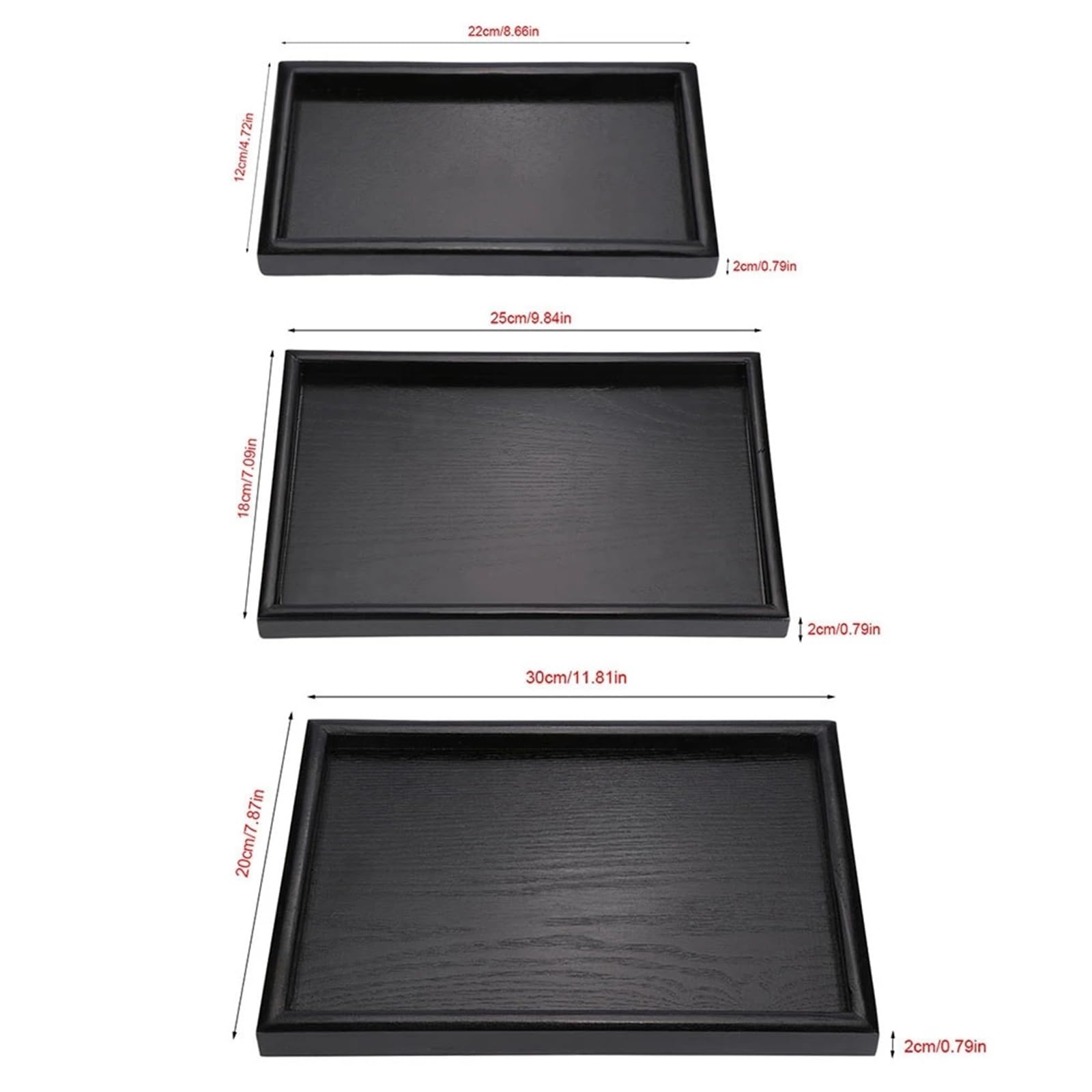 Bandeja para Servir (2 Unidades), de Madera, Ideal para Servir té, Comida, Aperitivos y postres, Ideal para Utensilios de Cocina (22 x 12 x 2 cm).