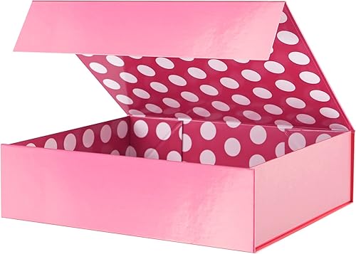 Caja de regalo de 13 x 9.7 x 3.4 pulgadas, caja de regalo rosa grande con tapa, caja de regalo para camisa, caja de regalo magnética para embalaje disponible en Yaxa Venezuela