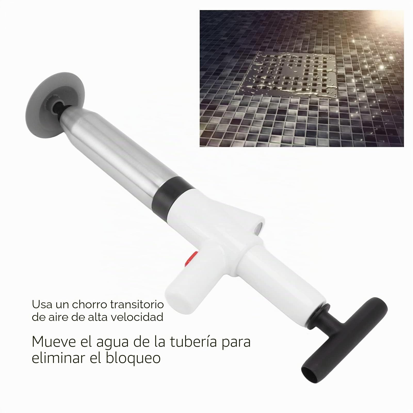 banapoy Desatascador de Inodoros, Manual Bomba Drenaje de Presión de Aire Herramientas de Dragado para Tuberías de Alcantarillado, Fregadero de La Cocina, Desagüe de Piso, Cuarto de Baño