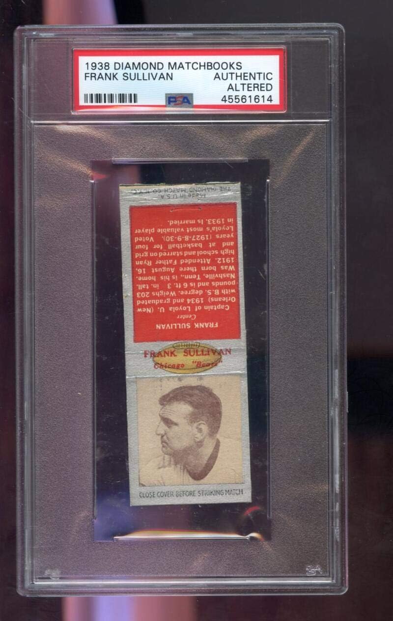 1938 Diamond Matchbooks Match Book Cover Frank Sullivan Chicago Bears PSA AUTH ALT Graded Football Card