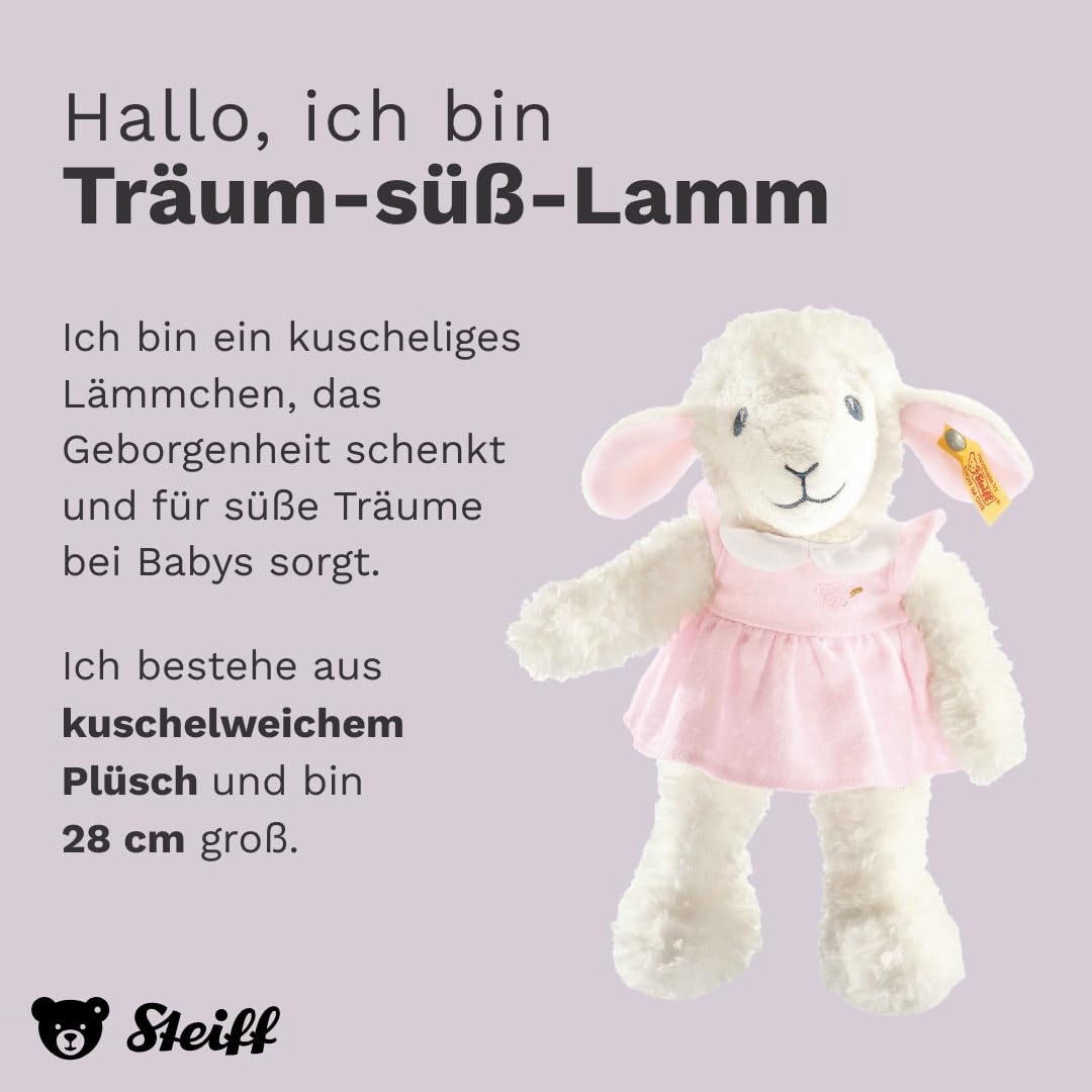 Steiff Kuscheltier Träum-süß-Lamm, Süßes Stofftier, Jungen, Mädchen & Babys ab 0 Monaten, Friends, 28 cm, Rosa, 239625