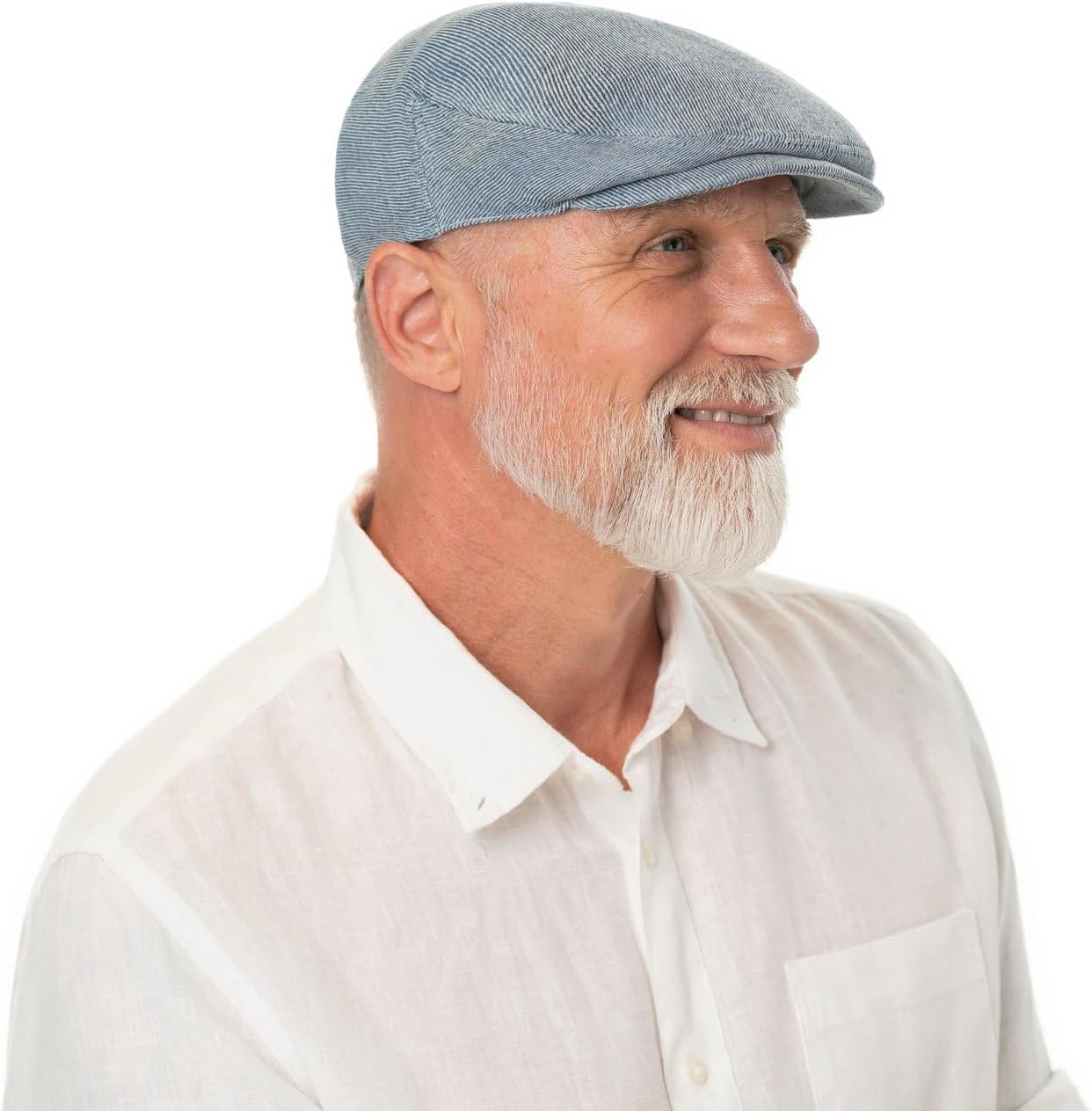 Stetson Martinsburg Twill Driver Flat Cap Striped Linen Cotton UV Protection 40 Made in EU Men Summer