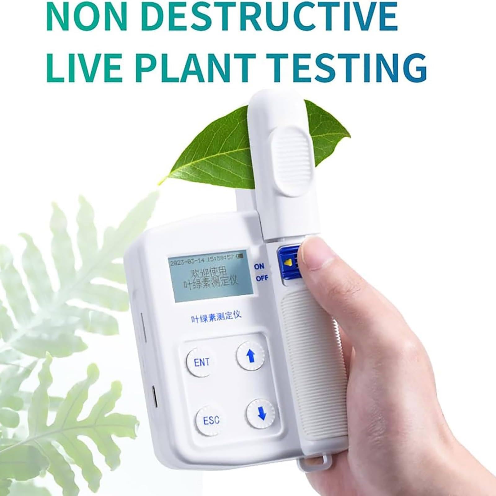 Medidor de clorofila portátil, SPAD de alta precisión 0.0-99.9, medición rápida de 0.8 s, almacenamiento de 16 GB, para análisis de contenido de clorofila vegetal