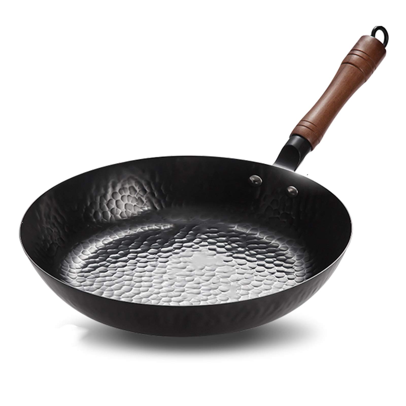 ASerZenith Cast Iron Wok Non-Coated Non-Stick Pan Smokeless Fried Pan Cook Pots Kitchen Cookware Chef Pan Cooking Tools