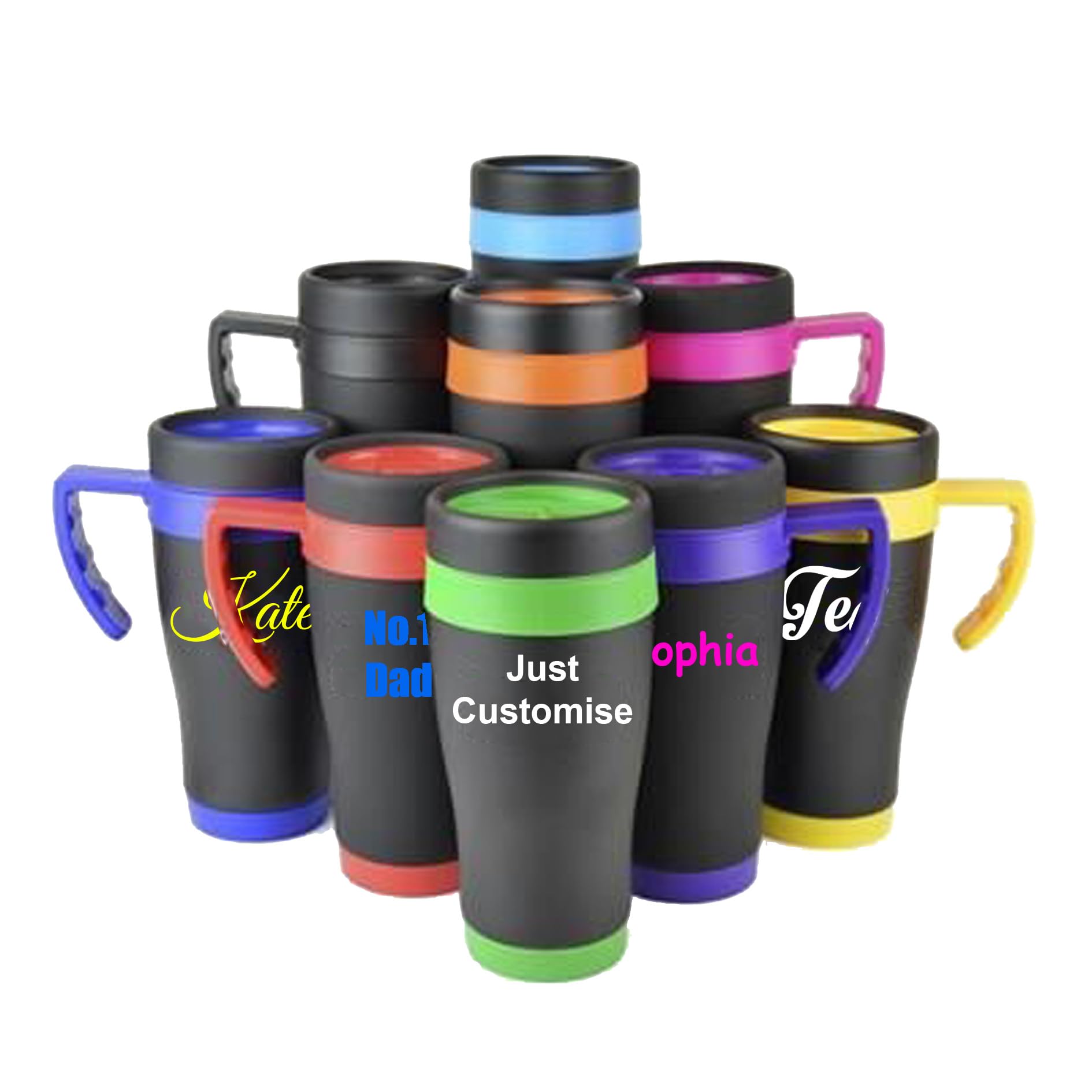 Personalised Custom Black Mug Drink Bottle with Screw Lid and Slide Sipper Business, Sports, School, Promotional Merchandise Teacher Gift