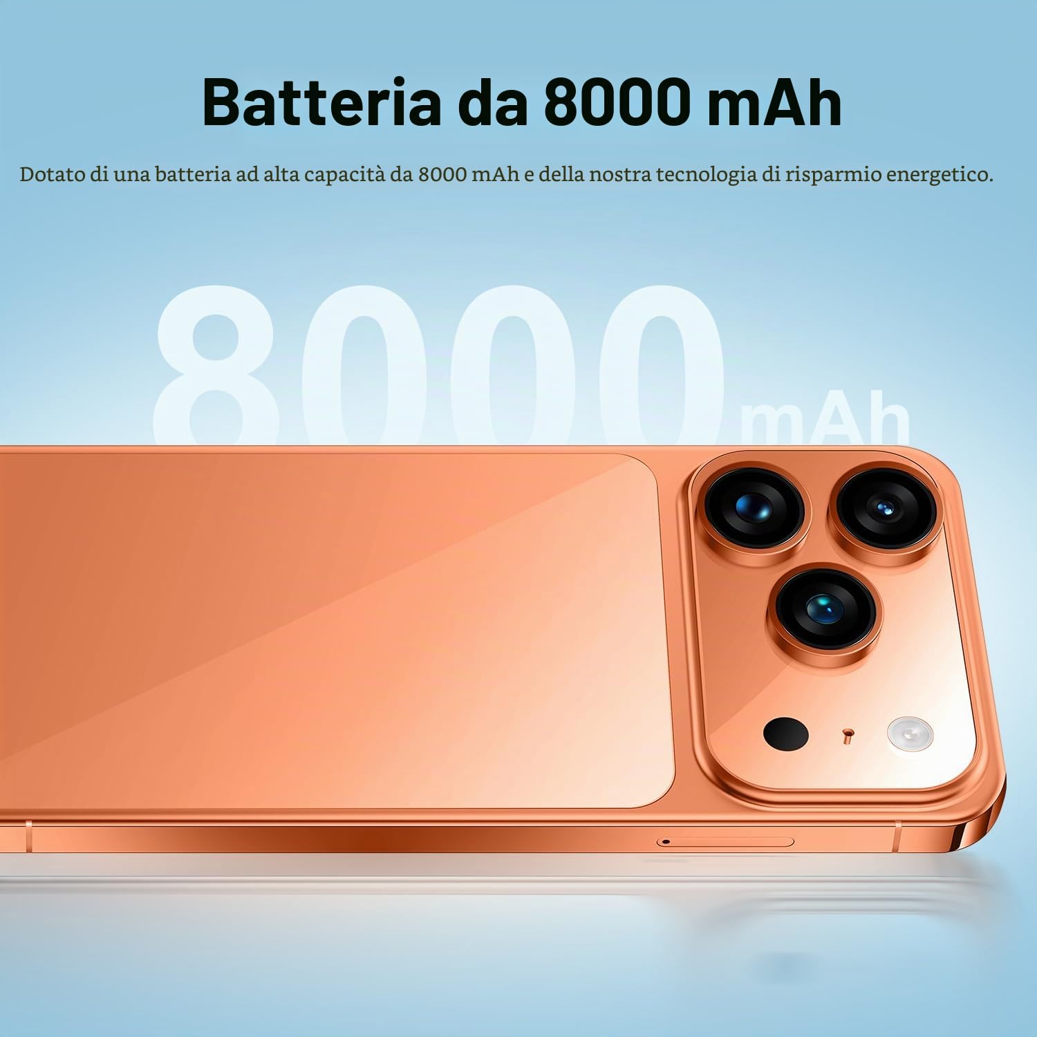 I17 Pro Max Telefono Cellulare 5G Sbloccato Android 15 Telefono Dual SIM Smartphone Con Fotocamera Da 108 MP E 78 MP Batteria Da 8000 MAh Standby 16 GB E 1 TB Smartphone A 10 Core,Blue-7.3 Inch