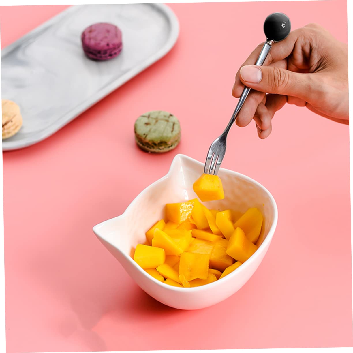 Amosfun 18 Piezas Vajilla para el hogar tenedores para servir tenedores de postre cuchillería cucharas soperas cucharillas postre tenedor de e tenedor de helado Black