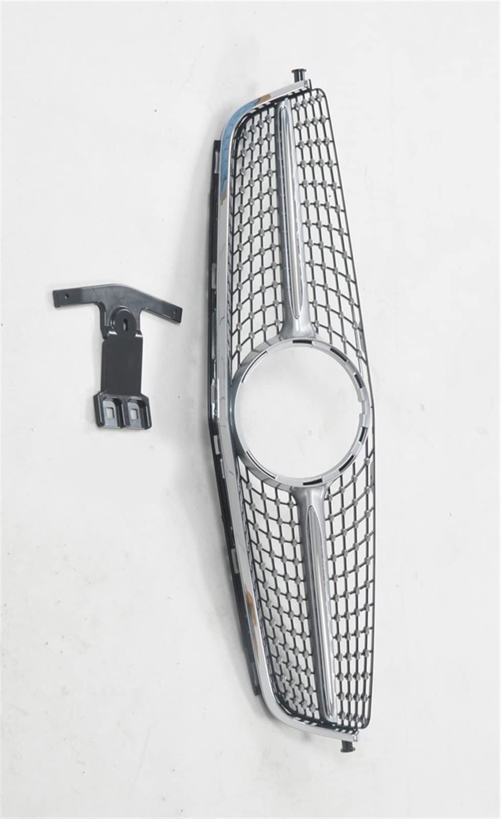 CHEVVY Griglie Radiatore Sportive Griglia Anteriore per Benz C63 AMG W204 2012-2014 Silver Diamond Style Car Upper Bumper Hood Mesh Grid Accessori