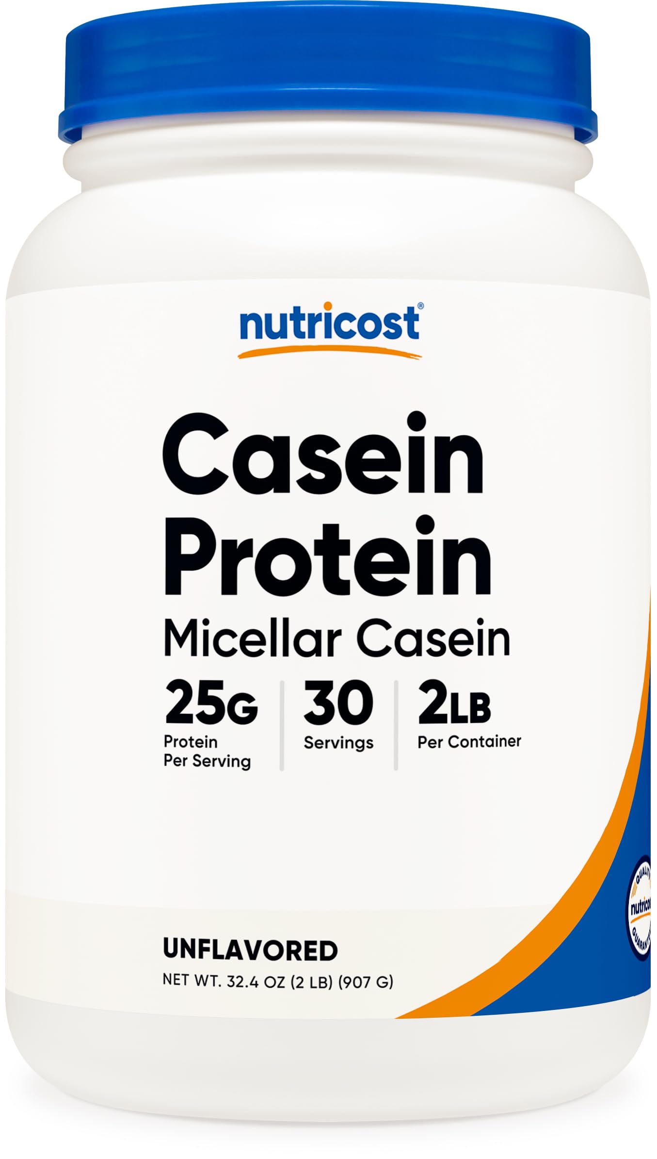 Casein Protein Powder 2lb - Micellar Casein, Gluten Free, Non-GMO (Unflavored)
