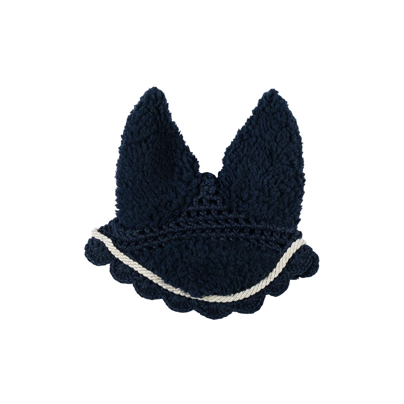 HKM Hobby Horse Fliegenhaube Teddy - Ohrenhaube für Steckenpferd aus kuscheligem Teddyfell (Navyblau)