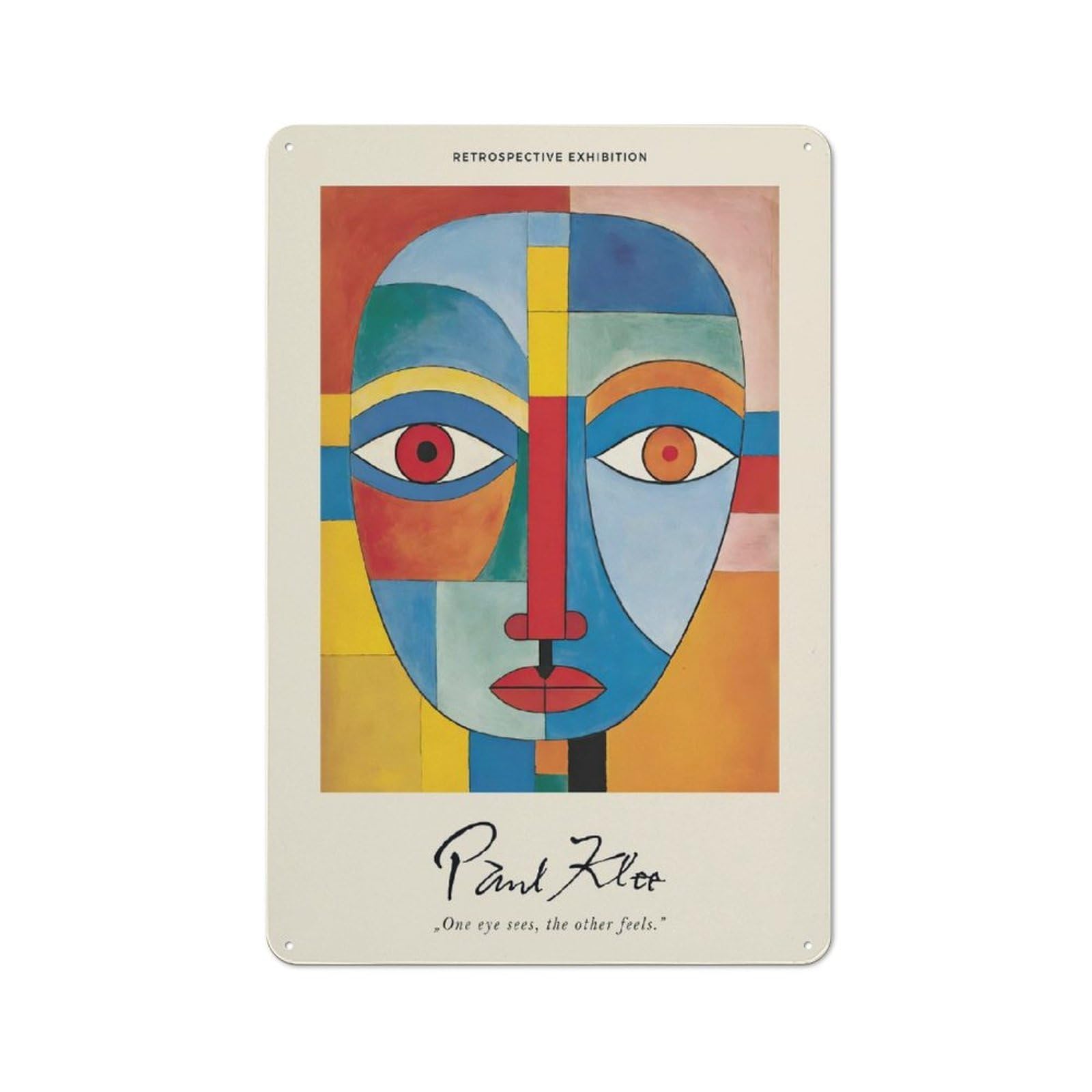 Junmoney Style-1 Vintage Tin Sign 30X20cm With Paul Klee Colorful Face For Living Room Wall, For Kitchen, Dining Room And Home Bar Wall Decor