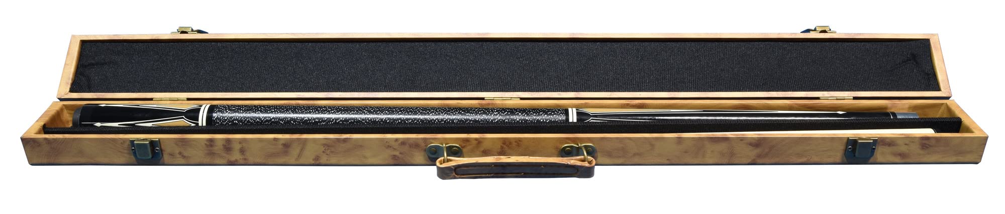 Winsport Queuekoffer Wurzel, Edler Billard-Koffer für Pool/Snooker/Karambol, Wurzelholz-Dekor, Länge 80 cm, 1/1 Einteilung, Platz für Zubehör, Samt-Innenfutter, Tragegriff