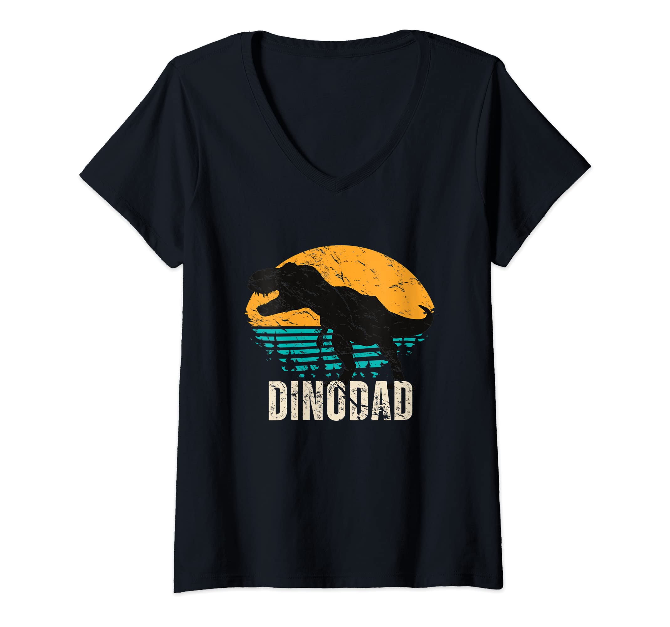DinoFamily Fam Tee Co.Womens DinoDaddy DinoDad Dino Dad Dino-Dad V-Neck T-Shirt