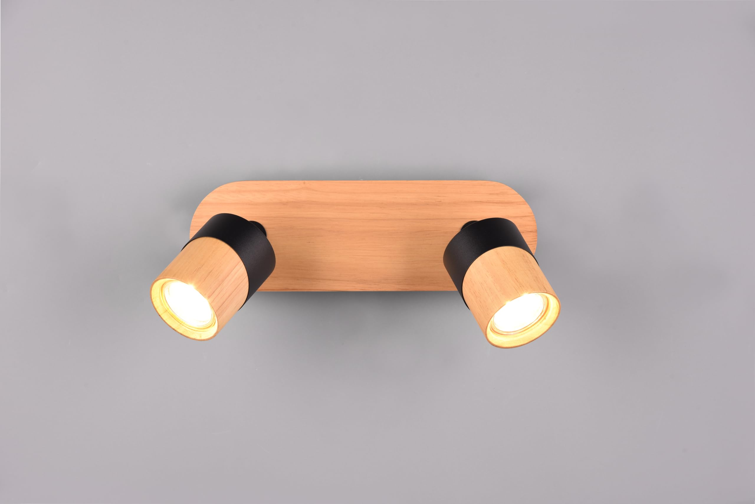 Trio Leuchten Lampa sufitowa ARUNI 801100232, matowy metal, naturalne drewno, nie zabraknąć 2 x GU10