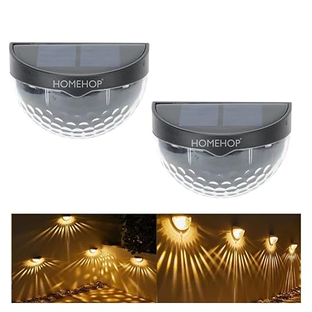 Homehop LED Solar Lights for Outdoor Home Garden Wall Step Decorative Waterproof Lamps for Patio, Fence(ABS,Warm White,Pack of 2)