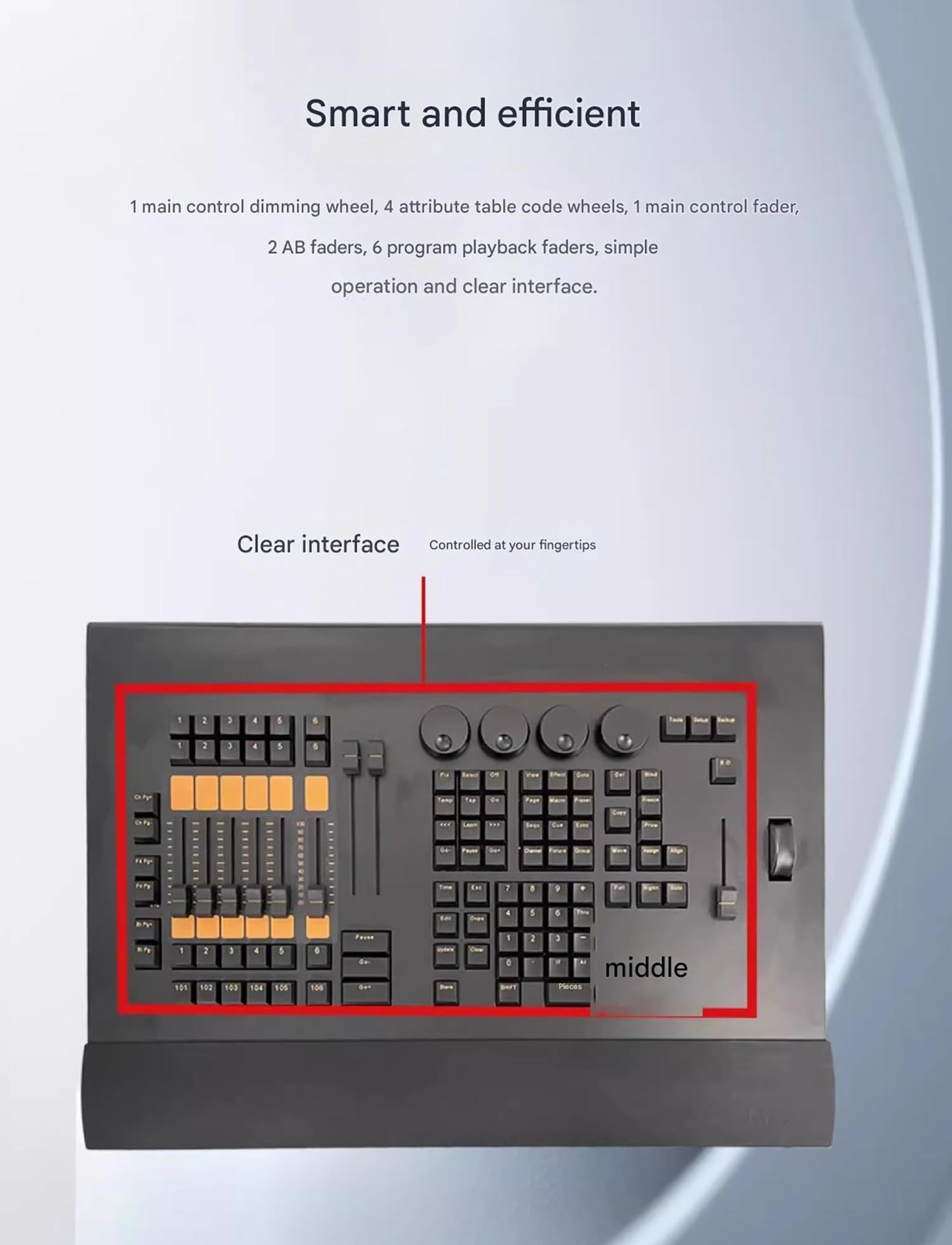 DMX512 Controller für Bühnenbeleuchtung, Live-Show-Bearbeitungskonsole, unterstützt Barlichter und Lichteffekte, ideal für DJs und Event-Produktionen
