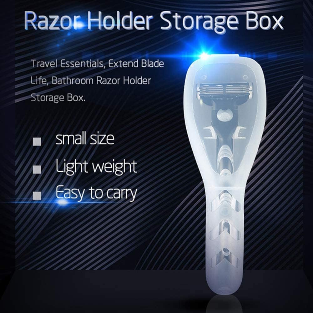 Razor - Contenitore per rasoio da viaggio, con supporto e protezione per rasoio Gillette, custodia trasparente da viaggio, resistente alla polvere, scatola trasparente