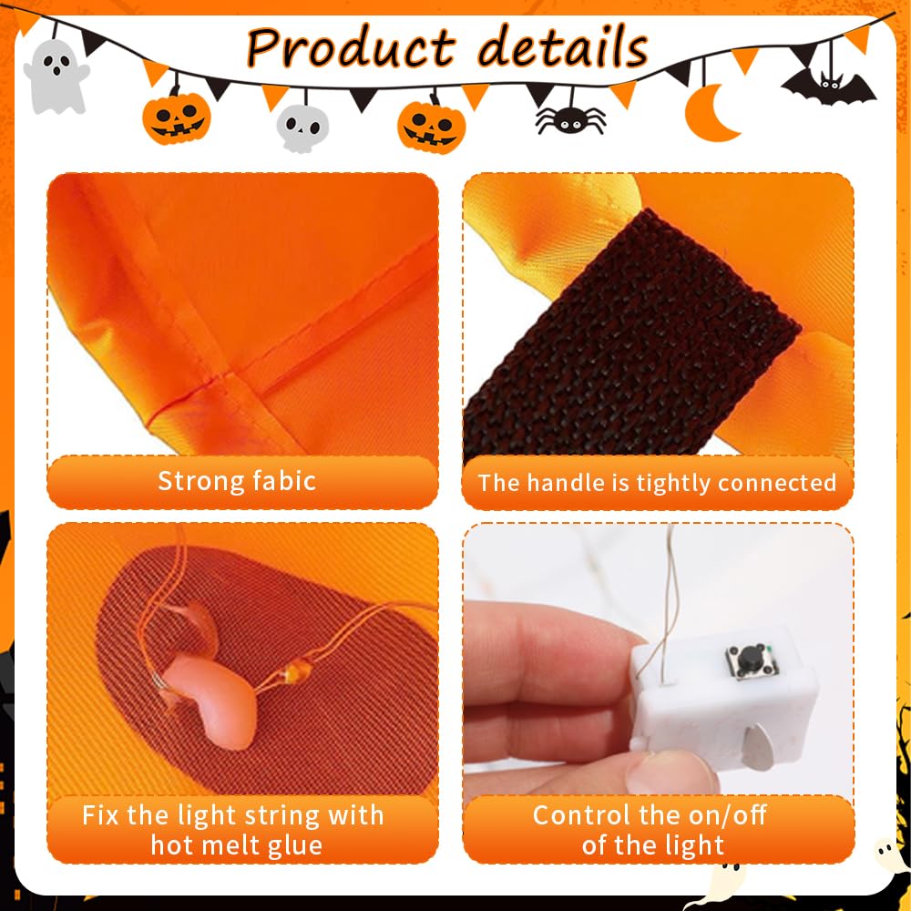 Homgaty LED Halloween-Eimer – 2 Stück, Leuchtende Süßigkeiten-Taschen Mit 3 Licht-Effekten