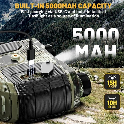 Image of WOSPORTS Night Vision Goggles, 4K Night Vision Binoculars for Adults, 1300FT Range Vision, 8X Digital Zoom, 32GB Card, 15H Battery, Suitable for Camping, Gift for Men - Camo
