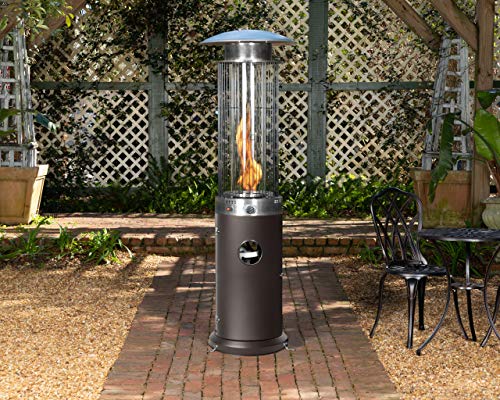 Golden-Flame-Resort-Model-Outdoor-Propane-Patio-Heater-40000-BTU-Round-Spiral-Flame-Glass-Tube-Anti-Tilt-and-Safety-Shut-Off-Residential-and-Commercial-Includes-Wheels-Anthracite-Grey-Finish