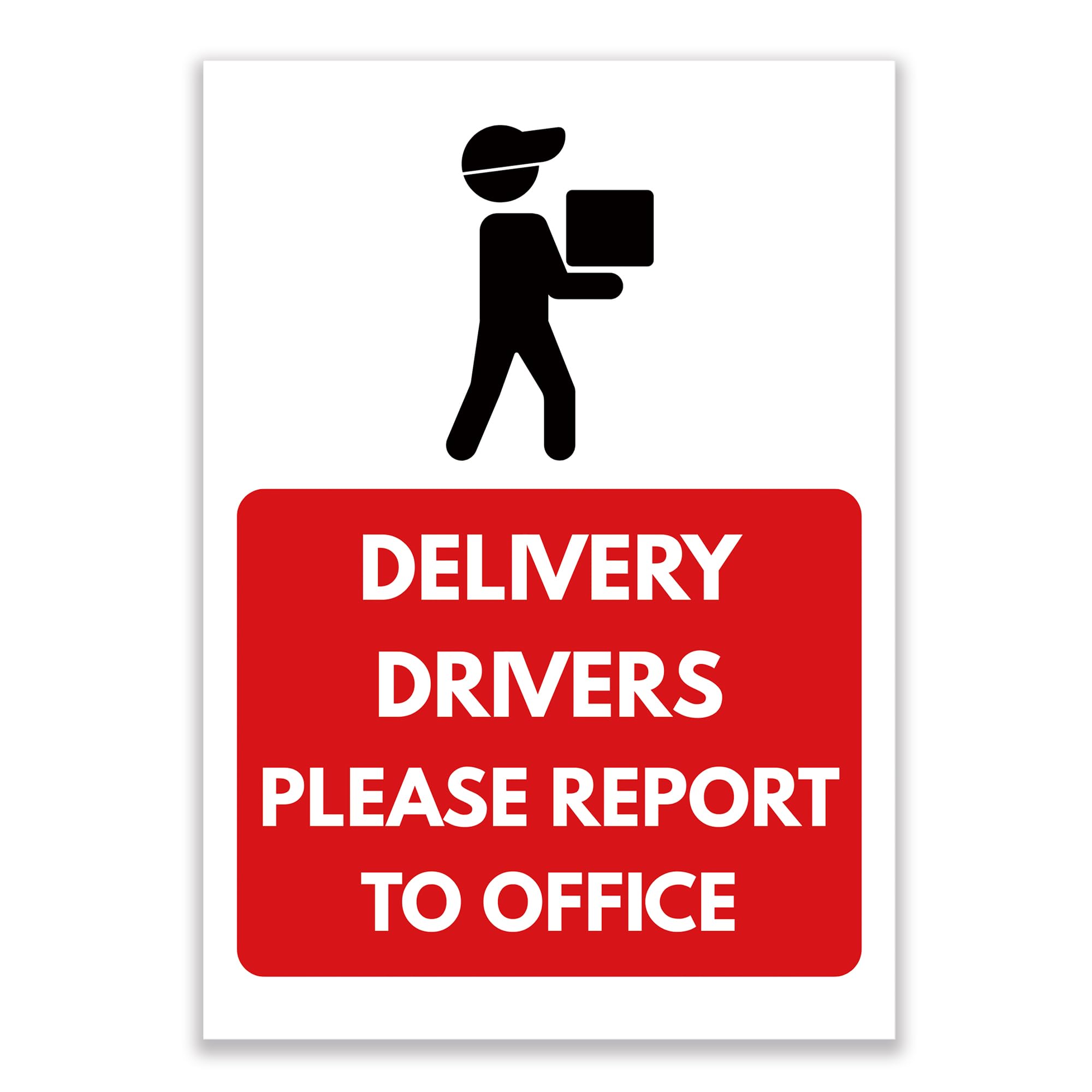 LP Lifestyle Delivery Drivers Please Report to Office Sign Durable Weatherproof Rust-Free Waterproof PVC Warehouse Business Safety Notice Entrance Sign No.495 (A4 (210mm x 297mm) – No Holes)