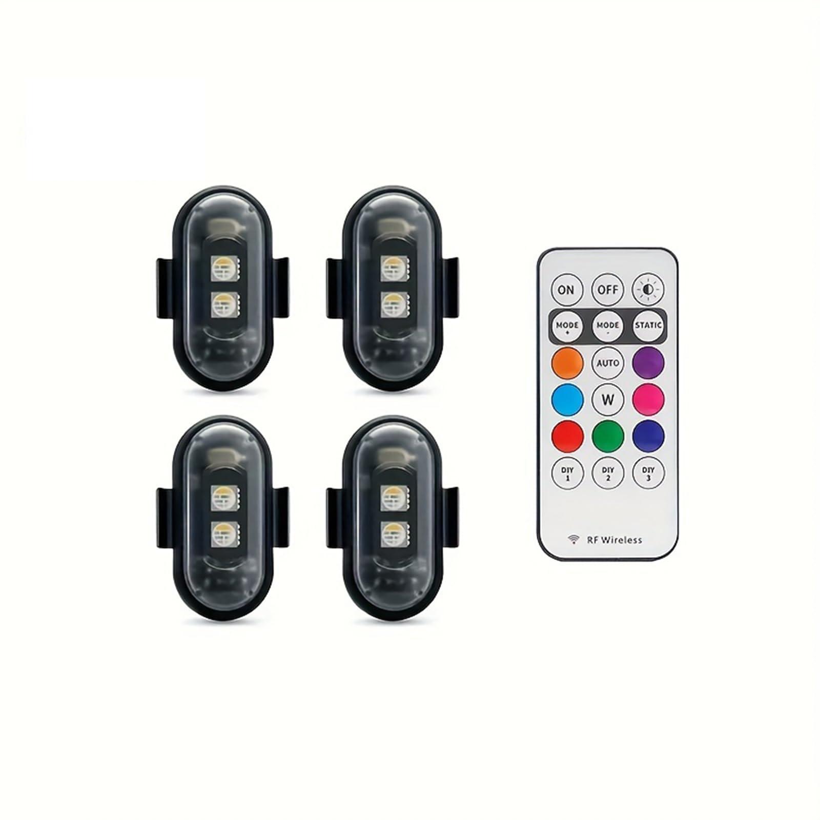 Wireless Led Strobe Lights with Remote, 8 Colors Anti-Collision Light USB Charging High Brightness Led Lights Warning Lights for Cars Drone Aircraft Motorcycle Bike (4PCS)