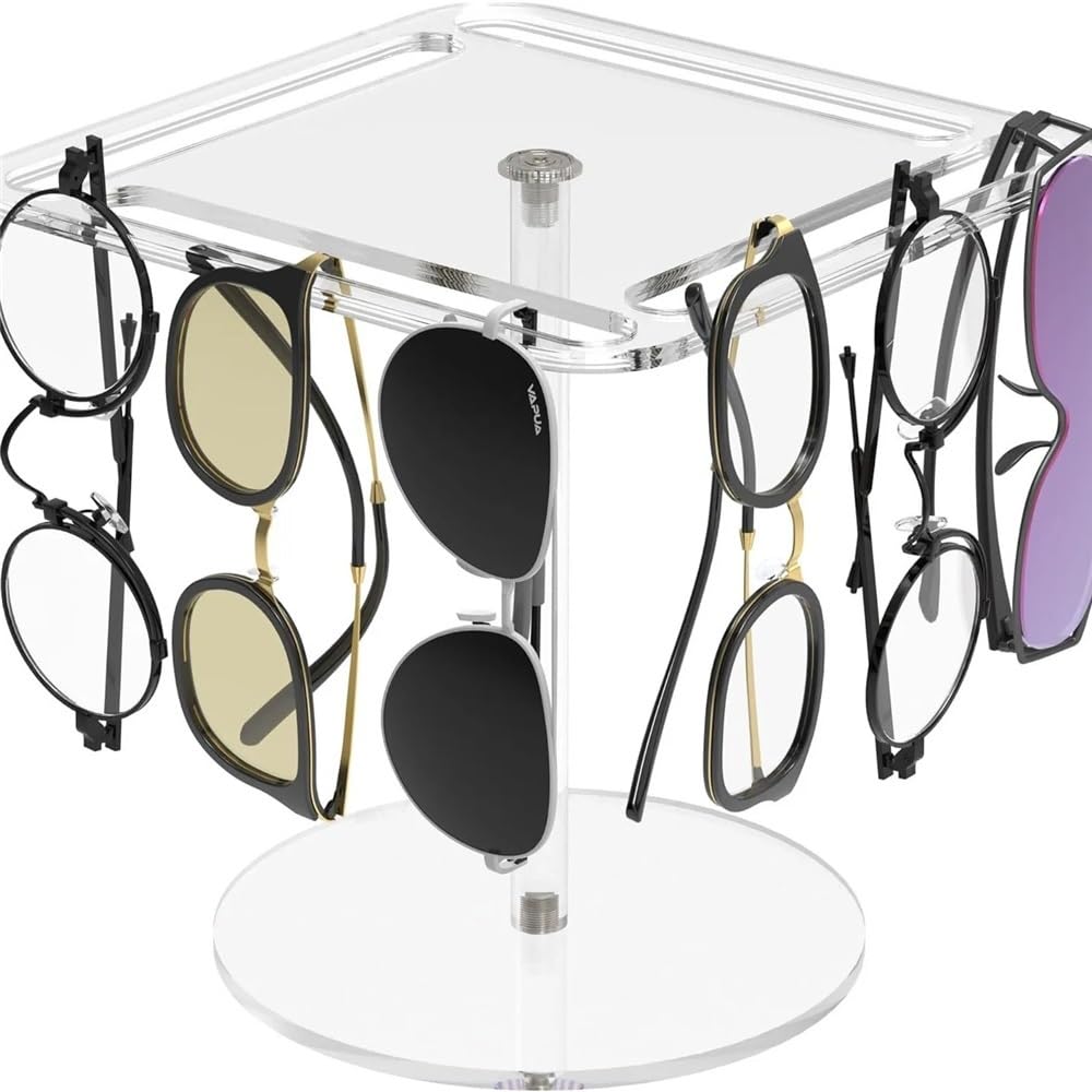 Brillenhalter 1/2 Schicht drehbarer Acryl-Sonnenbrillen-Brillen-Aufbewahrungs-Show-Rack-Theken-Brillen-Ausstellungsständer-Halter Sonnenbrillen-Organizer(Weiß,Groß)