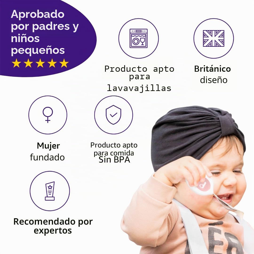Doddl Juego de cubiertos para niños pequeños (12-24 meses) – 2 piezas cuchara y tenedor para autoalimentación – Asas fáciles de agarrar para niños pequeños
