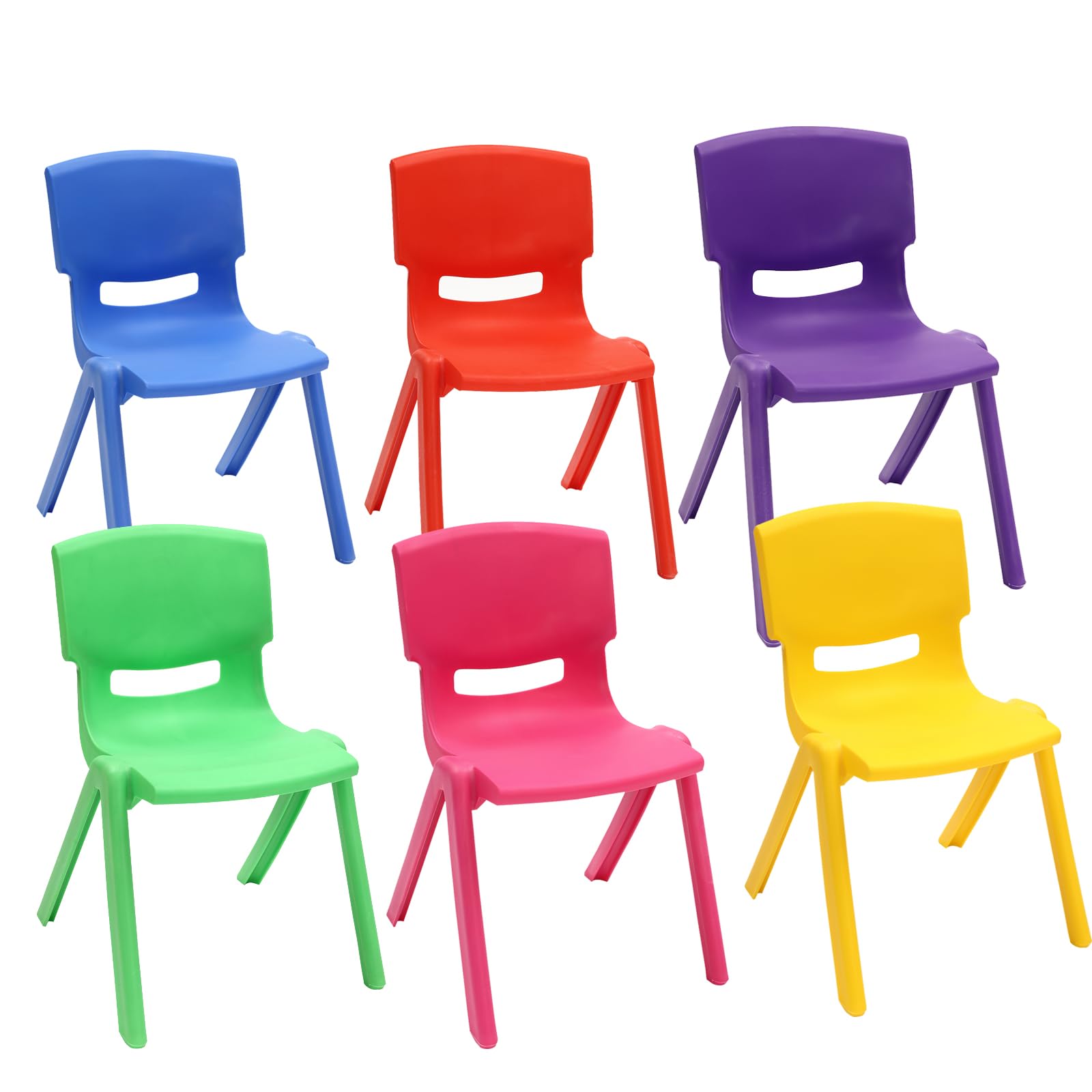 Silencear 6PCS Colorful School Stackable School Chairs with 11inch Seat Height, Colorful Kids Plastic Chair Plastic Classrooms Chairs for Home,