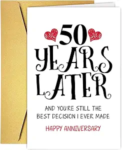 RUALOVE Romantic 50 Years Anniversary Card for Husband Wife, Sweet 50th Wedding Anniversary Card for Couple, Ideal Fifty Years Wedding Cards Gift for Him Her, Funny 50th Wedding Anniversary Cards