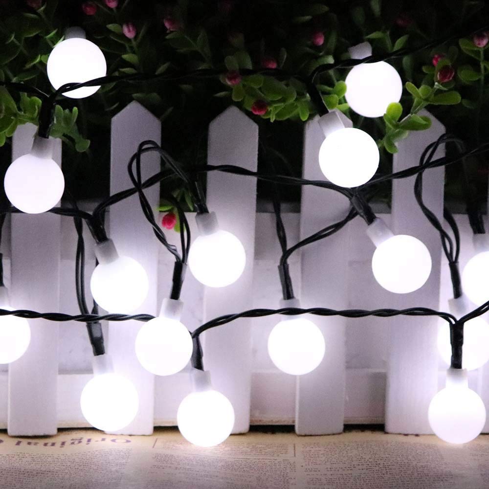 Guirnalda de luces solares Grobe para exteriores, 22 m, 200 LED, guirnalda de luces solares impermeables, 8 modos para jardín y patio (blanco)
