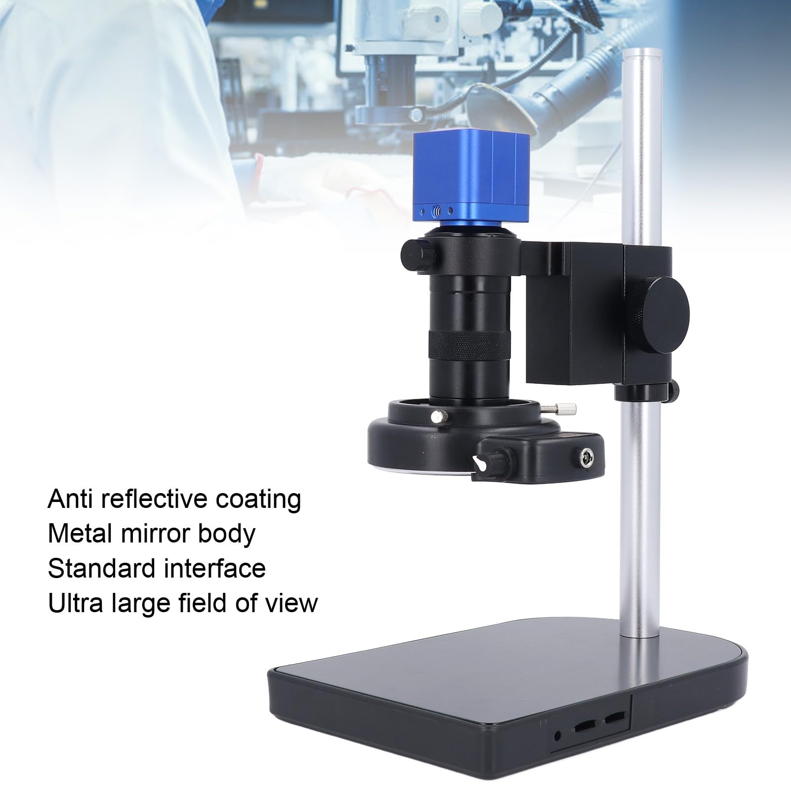 Camera 24 MP 1080p Video Microscopio Industriale con Obiettivo 130x e Staffa per Vittorie XP 7 8 10, Sensore CMOS, Uscita USB, 144 Luce Ad Anello LED (Spina europea)