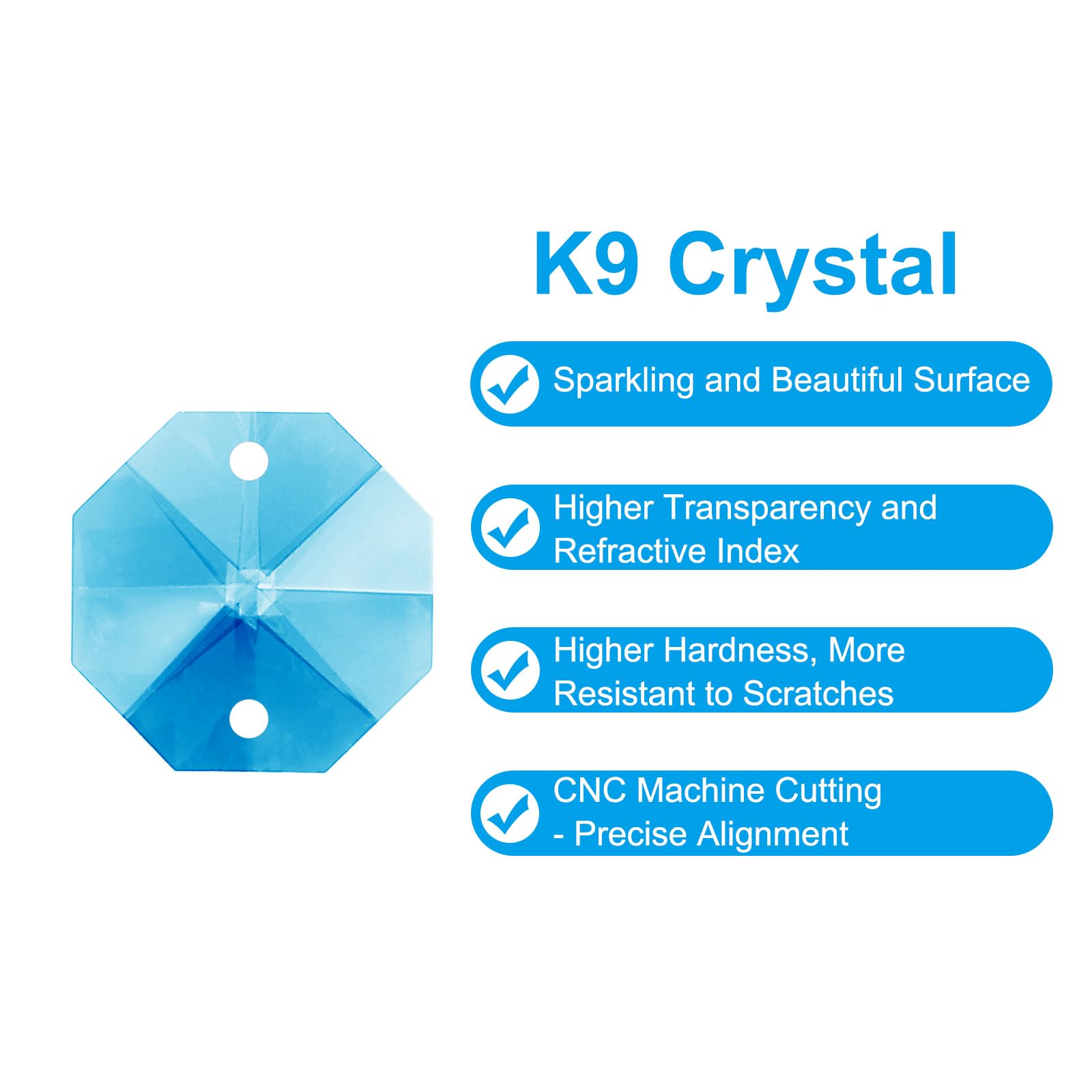 PATIKIL Perles D'Octogone En Cristal K9 à 2 Trous, 100 Pcs 14mm