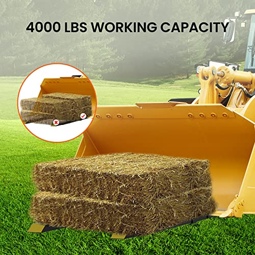 Garvee 60" Clamp On Pallet Forks, 4,000Lbs Heavy Duty Fork Rack With Adjustable Stabilizer Bar for Loader Bucket Skid Steer Tractor