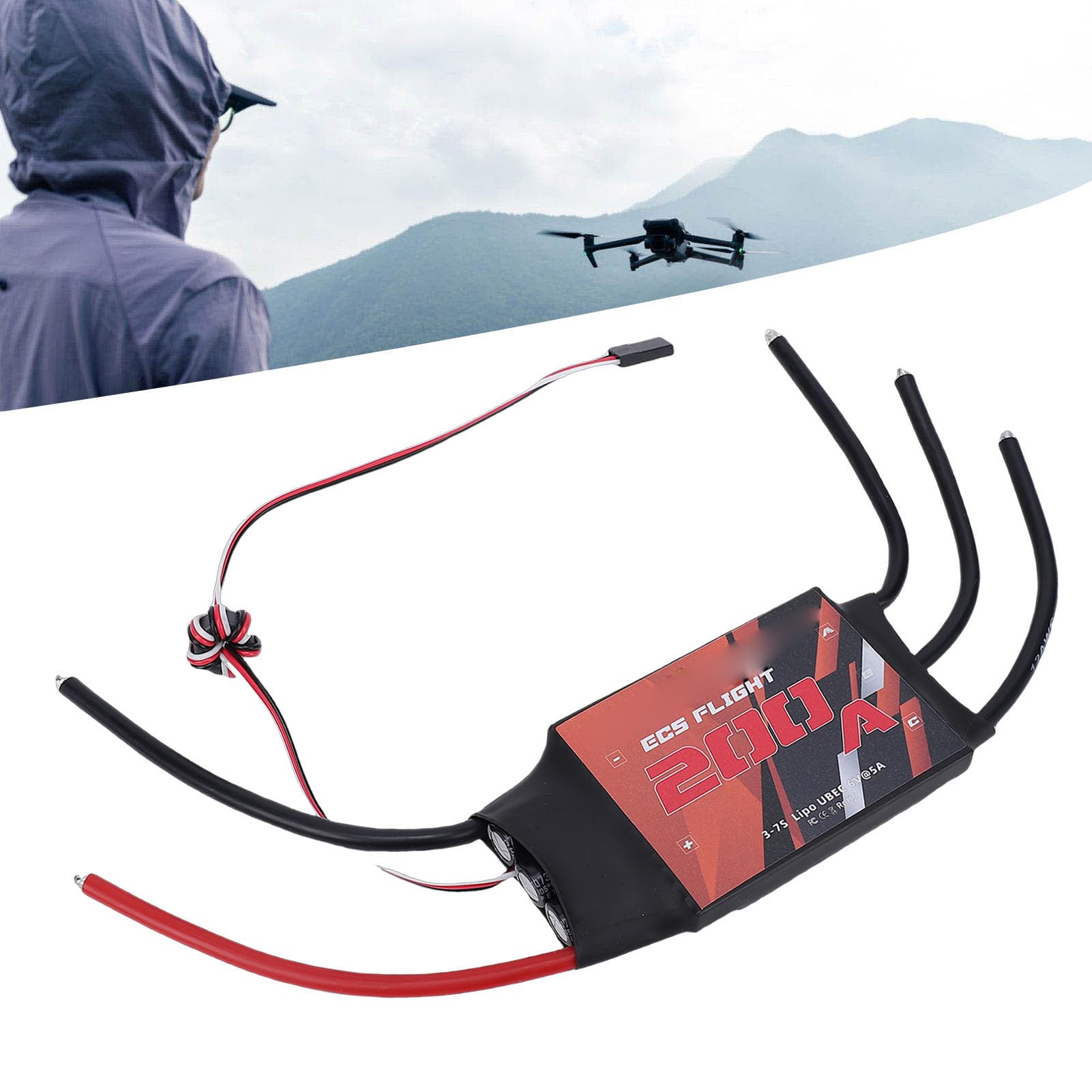 CHICIRIS RC ESC, 200A Elektronischer Geschwindigkeitsregler Open Source Bürstenloser ESC für RC Starrflügelhubschrauber mit Mehreren Achsen