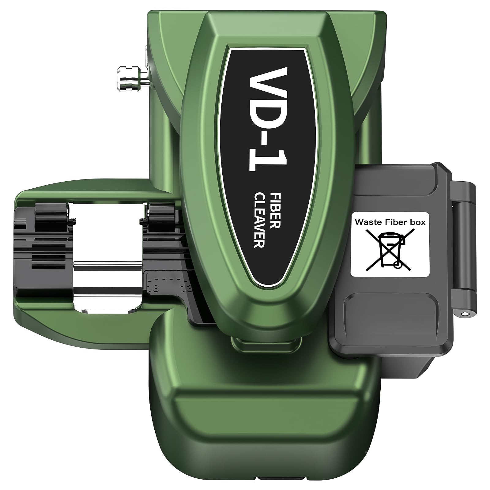 One-Step Fiber optic Cleaver VD-1 automatic Optical Fiber Cutter tool with 3-in-1 Clamp, 28-Position Blade, Detachable waste fiber box for Splicing & Cold Connection, FTTH Telecom & CATV Installation