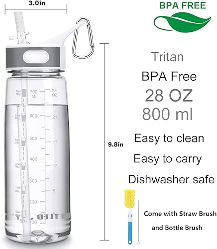 Miniatura 4 de VENNERLI Botella de agua deportiva con pajita de 27.1 fl oz, botellas de agua reutilizable para bicicleta, jarra de agua de 28 onzas, sin BPA,