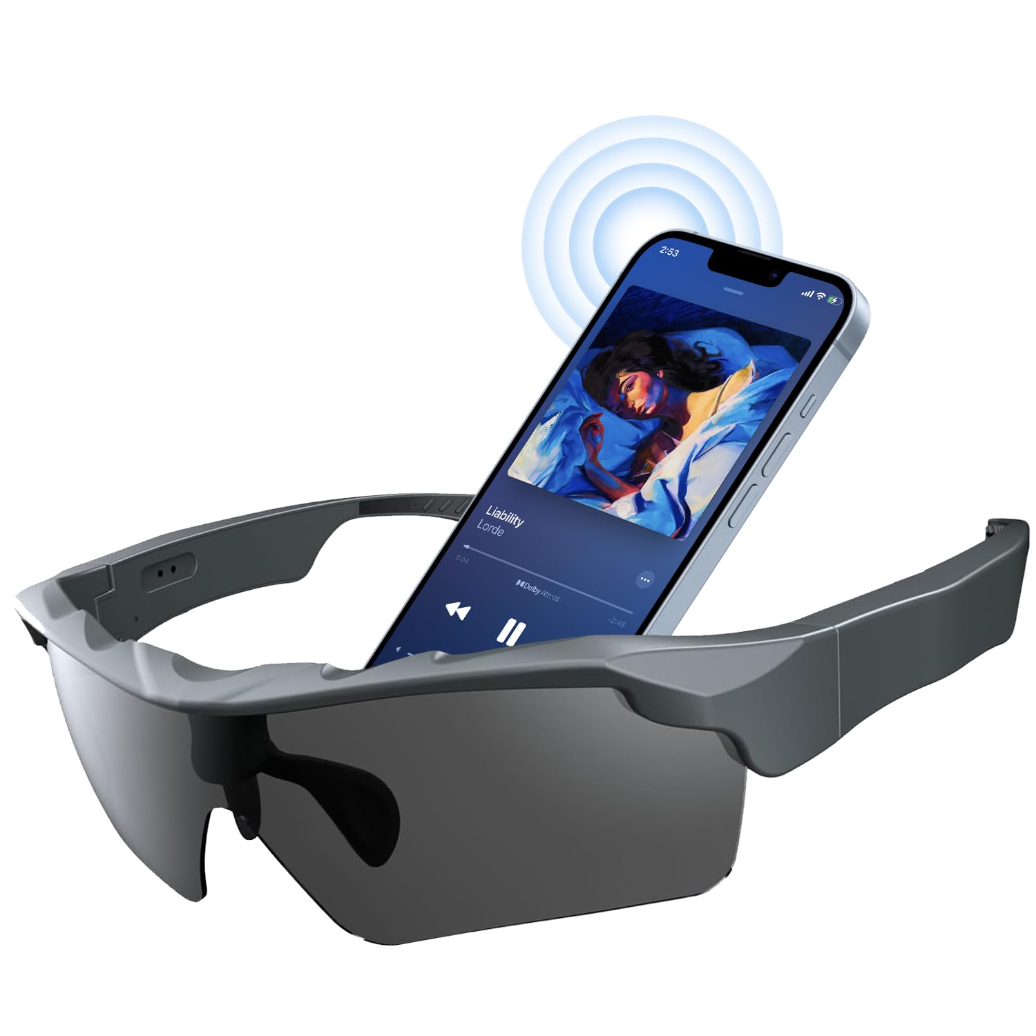 Sports Smart Glasses,Cycling Bluetooth Sunglasses for Men &Women,Open Ear Sound with Mic &Speakers,Touch &Voice Assistant,UV Protection,Polarized lens,Wireless Headphone Sunglasses for Running Fishing