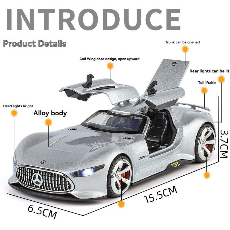 Image of Kammateswara Kids die cast car 1:32 Scale Model Metal Pullback Toy car with Openable Doors & Light Music(Random Color as per Stock) (AMG GT)