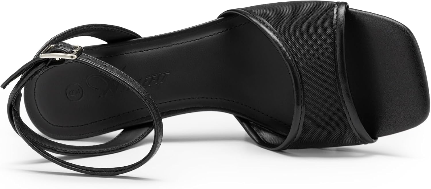 Athlefit High Heels for Women Square Open Toe Mesh 3-Inch Stiletto Heels Ankle Strap Summer Heeled Sandals for Wedding Party - Image 7